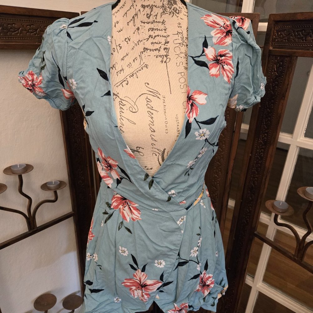 Tobi Floral Faux Wrap Top, Sz XS